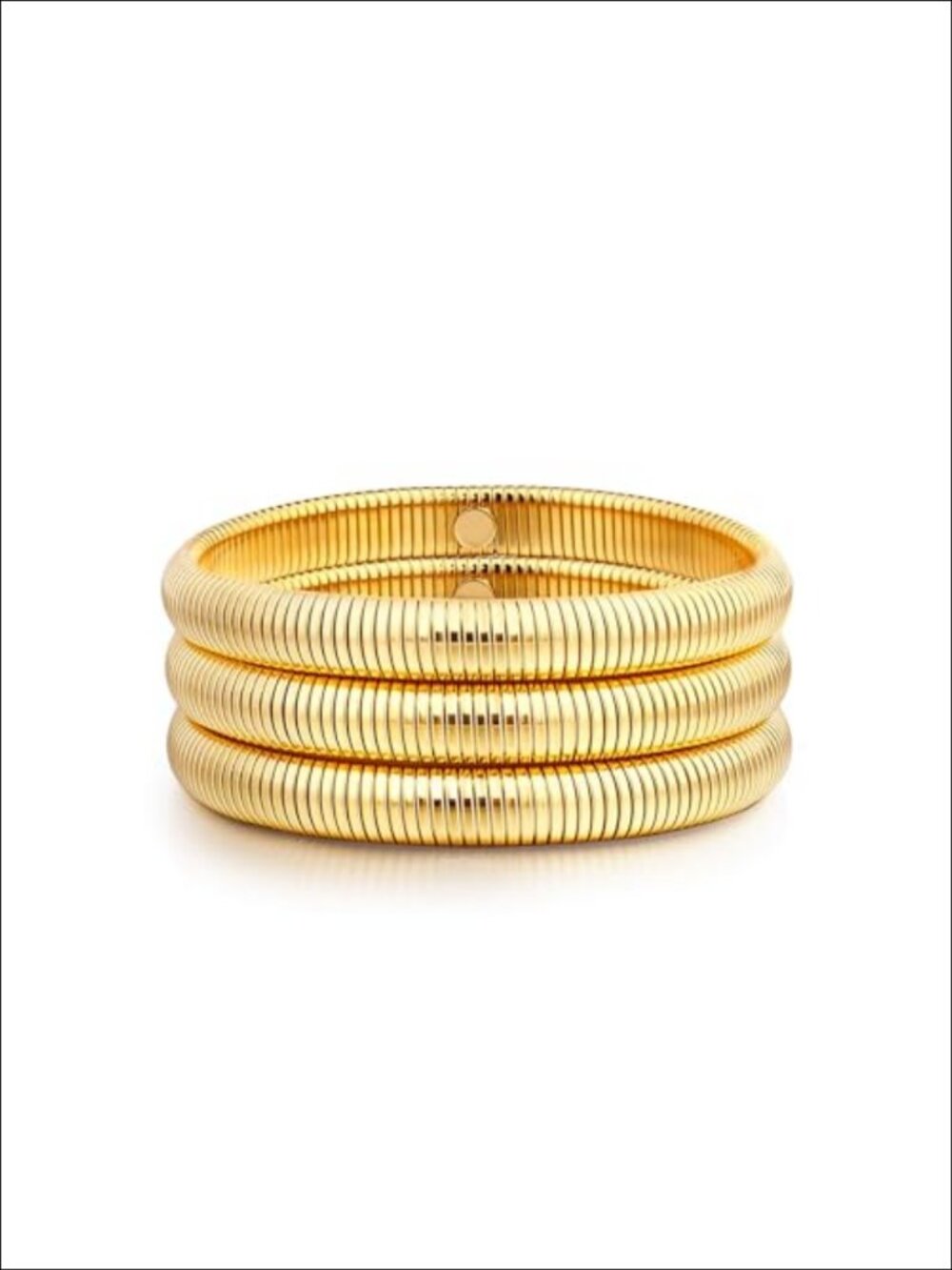 14k Gold Plated Stackable Bangle Bracelet Set Elastic Snake Chain